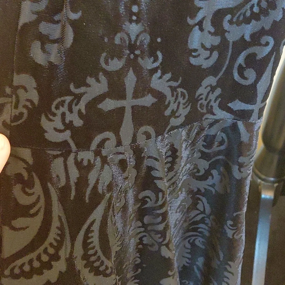 KILLSTAR 4X BLACK MISERIA SUPER FLARES ELASTIC WAIST INVERTED CROSS AND FLORAL - Picture 7 of 12